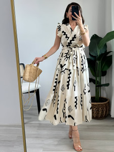 METRONAUT Women Fit and Flare White Midi