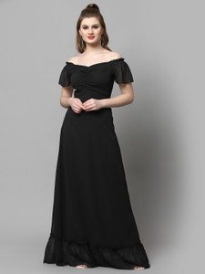 METRONAUT Women Maxi Black Full Length Dress