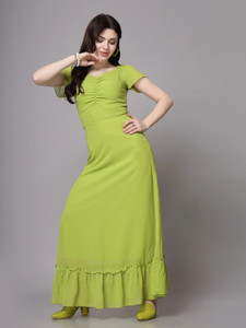 METRONAUT Women Maxi Light Green Full Length