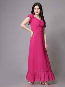 METRONAUT Women Maxi Pink Full Length Dress