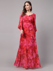 METRONAUT Women Maxi Red Full Length Dress