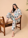 METRONAUT Women Printed White Night Suit Set
