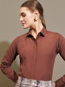 METRONAUT Women Slim Fit Solid Spread Collar Formal Shirt