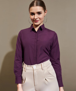 metronaut women slim fit solid spread collar formal shirt