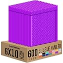 Metronic Bubble Mailers 6x10 Purple, 600 Pack, Self-Seal Poly Padded Mailer
