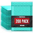 METRONIC Small Bubble Mailers 4x8 Inch 200 Pack Padded Envelopes Usable Size 4x7 Waterproof Padded Mailers Self Seal Bubble Envelopes for Shipping Jewelry, Cosmetic, Cards, Small Business Teal