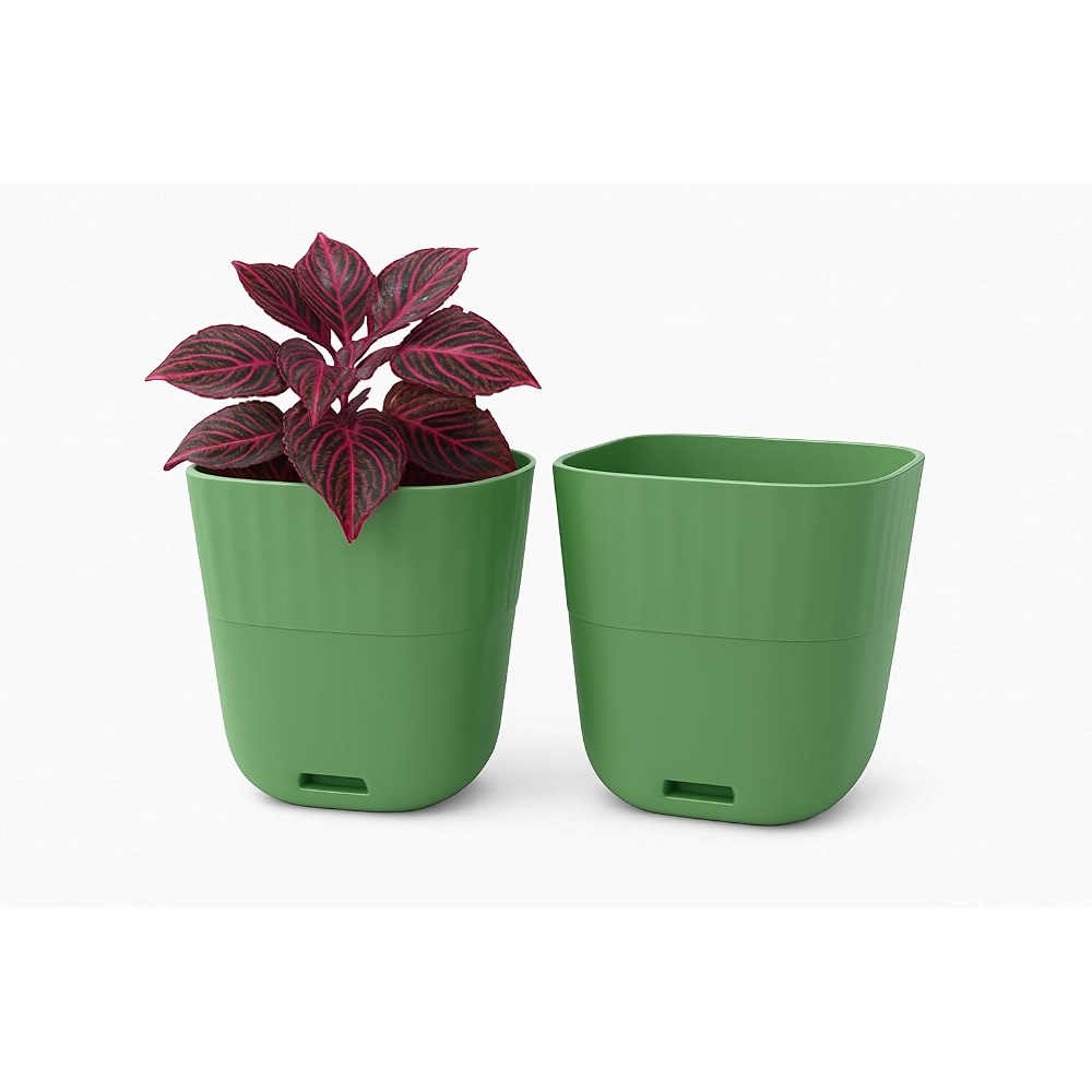 Metrowave METROWAVE Self-Watering Plant Pots, Indoor Planter, Turquoise Blue, Set ...
