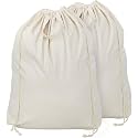 Metsi Canvas Laundry Bags - Clothes with Handles and Drawstring Closure, Reusable Eco-Friendly Cotton Hamper Liner, Machine Washable Large Storage Bags for Home and Laundromat - Pack of 5