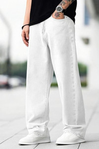 mevan Men Loose Fit Mid Rise White