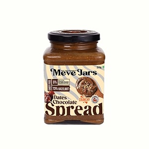meve jars hazelnut dark chocolate spread  dates sweetened  under 10g sugar per 100g  belgium dark chocolate  no palm oil  no refined sugar  no preservatives  230g