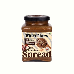 meve jars hazelnut dark chocolate spread  dates sweetened  under 10g sugar per 100g  belgium dark chocolate  no palm oil  no refined sugar  no preservatives  350g
