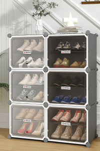 mevigo 12-shelf-6-door plastic cubort shoe rack metal shoe rack