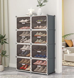 mevigo 16-shelf-8-door plastic cubort shoe rack metal shoe rack
