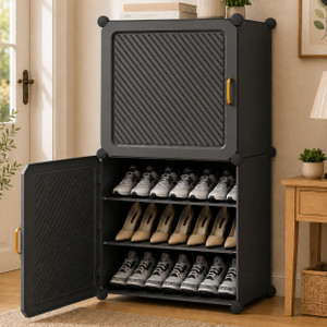 MEVIGO 6-Shelf-2-Door Plastic Cubort Shoe Rack Metal
