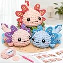 Mewaii Crochet Kit for Beginners, 3 Pack Axolotl Craft Set