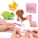 Mewaii Crochet Kit for Beginners, 4 Pack Dinosaur Set Craft Set