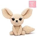 Mewaii Crochet Kit for Beginners Level 1 with 40% Extra Eco-Friendly Pre-Started Easy Yarn, Step-by-Step Video Tutorials for Adults and Kids (Fennec Fox)