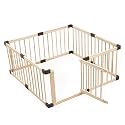 MEWANG Wooden Baby Playpen for Toddler and Babies, 49.6"x21.7" Extra Large Foldable Baby Playard, Adjustable Safety Play Fence with Locking Gate for Indoor & Outdoor, Toddler Fence Play Area Indoor