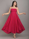MEWEAR Women Fit and Flare Pink MidiCalf