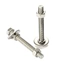 1/4-20 x 2-1/2" Hex Head Cap Screws Bolts and Nuts, Flat Washers, Spring Washers, Stainless Steel 18-8 (304), 10 Sets