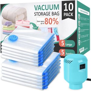 mexerris 5 jumbo5 large vacuum seal bags with electric pump travel storage vacuum bags pack of 10