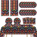 Mexican Fiesta Party Supplies Serves 24 Mexican Party Paper Plates Napkins Mexico Mayo Decorations Datura Flower Serape Tablecloth Set Tableware Kit for Day of The Dead Pinata Taco Ponchos Dance