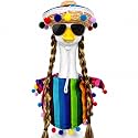 Mexican Fiesta Porch Goose Outfit with Brown Wig & Hat Decor, 4-Pcs
