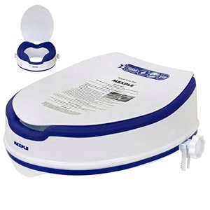 nonstop raised toilet seat 4 inches with padded seat  plastic commode seat raiser elevator extension  tool free installation  for handicap knee patients old senior citizen
