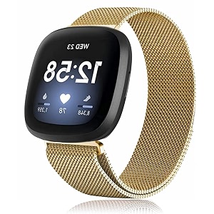 meyaar metal bands compatible with fitbit sense and for fitbit versa 3 for women men stainless steel mesh breathable wristband strap with adjustable magnet lock small size