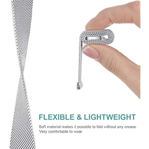 meyaar metal bands compatible with fitbit sense and for fitbit versa 3 for women men stainless steel mesh breathable wristband strap with adjustable magnet lock small size