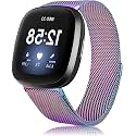 Meyaar Metal Bands Compatible with Fitbit Sense And For Fitbit Versa 3 for Women Men, Stainless Steel Mesh Breathable Wristband Strap with Adjustable Magnet Lock. Small Size