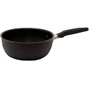 Meyer Nonstick 8.5" Saucier, Induction Compatible Mini Wok Rounded Saucepan, Hard Anodized Nonstick Sauce Pan, Dishwasher Safe, Oven Safe, Matte Black with Silicone Handles, Accent Series Cookware