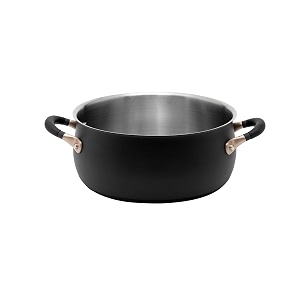 meyer accent series stainless steel dutch oven biryani pot cooking and serving casserole pan with ergonomic grip silicone handles  gas and induction compatible 5 liters