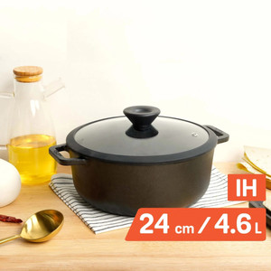 meyer pre-seasoned dutch ovensauteuse biryani casserole handibiryani pot cookware pot 24 cm diameter 3 l capacity with lid cast iron induction bottom