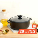 Meyer Pre-Seasoned Dutch Oven/Sauteuse /Biryani /Casserole/ Handi/Biryani Pot Cookware Pot 26 cm diameter 5.2 L capacity with Lid (Cast Iron, Induction Bottom)
