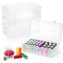 4 Pack 42 Slots Embroidery Thread Organizer, Clear Plastic Thread Spool Holder, Sewing Thread Storage for Embroidery and Sewing Threads