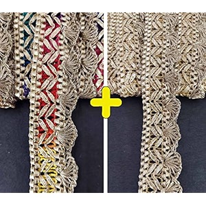 mezin gota patti zigzag pankh lace trimmings ribbon festival bridal dupatta lehenga saree anarkali indian sari border pearl mate  multi