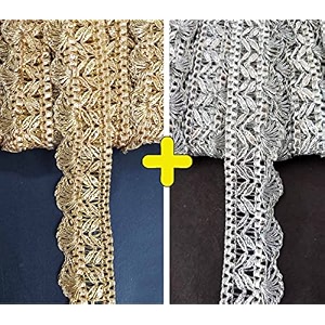 mezin gota patti zigzag pankh lace trimmings ribbon festival bridal dupatta lehenga saree anarkali indian sari border goldsilver