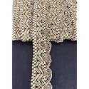Mezin Gota Patti Zigzag Pankh Lace Trimmings Ribbon Festival Bridal Dupatta Lehenga, Saree, Anarkali, Indian Sari Border (Pearl Mate), Brown