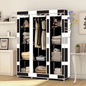 mezire 3 door 10 shelf digital print pp collapsible wardrobe finish color - french door modern print diydo-it-yourself