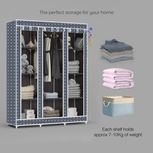 mezire 3 door 10 shelf digital print pp collapsible wardrobe finish color - curtsins modern print diydo-it-yourself
