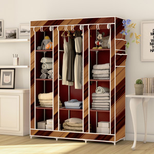 mezire 3 door 10 shelf digital print pp collapsible wardrobe finish color - wall panel modern print diydo-it-yourself