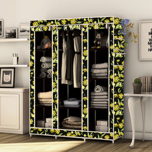 mezire 3 door 10 shelf digital print pp collapsible wardrobe finish color - daisy floral modern print diydo-it-yourself