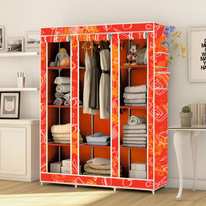 mezire 3 door 10 shelf digital print pp collapsible wardrobe finish color - school pattern print diydo-it-yourself
