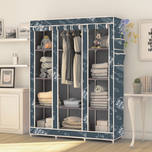 mezire 3 door 10 shelf digital print pp collapsible wardrobe finish color - house cartoon modern print diydo-it-yourself