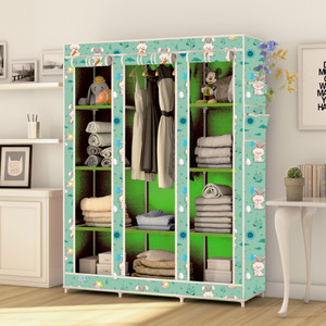 mezire 3 door 10 shelf digital print pp collapsible wardrobe finish color - cartoon rabbit modern print diydo-it-yourself