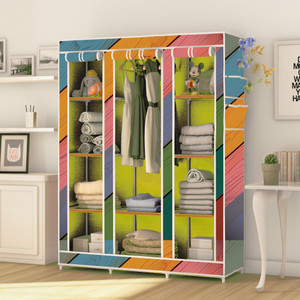 mezire 3 door 10 shelf digital print pp collapsible wardrobe finish color - colorful wood modern print diydo-it-yourself