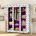 MEZIRE 3 door 10 Shelf Digital Print PP Collapsible Wardrobe (Finish Color - Mini Flower Print, DIY(Do-It-Yourself))