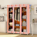 MEZIRE 3 door 10 Shelf Digital Print PP Collapsible Wardrobe (Finish Color - Orange Strip Modern Print, DIY(Do-It-Yourself))