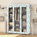 MEZIRE 3 door 10 Shelf Digital Print PP Collapsible Wardrobe (Finish Color - Peacock Feather Modern Print, DIY(Do-It-Yourself))